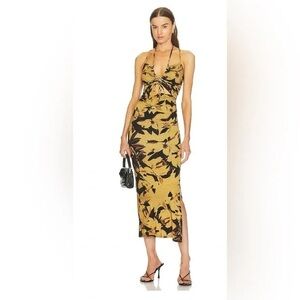 All Saints Amaya Alessandra Midi Dress Yellow Black Size 6